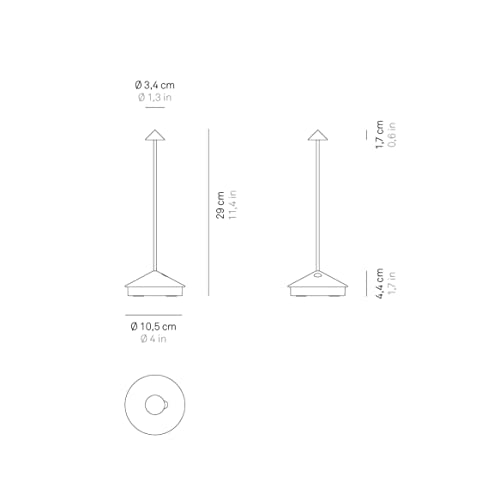 Zafferano Pina Pro - Lámpara de mesa LED inalámbrica (alumin