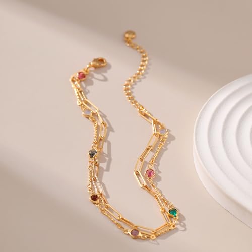 Yumikoo Tobilleras chapadas en oro de 18 quilates para mujer