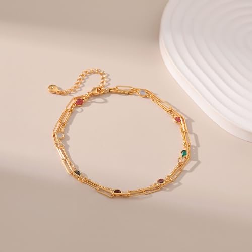 Yumikoo Tobilleras chapadas en oro de 18 quilates para mujer