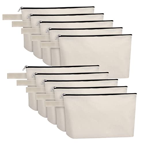 10 bolsas de maquillaje de lona de algodón con parte inferio