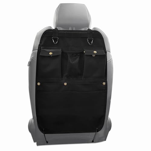 Organizador de respaldo de asiento de coche negro con múltip