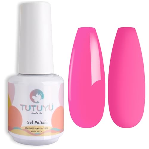 Esmalte de uñas de gel rosa intenso, 0.51 onzas líquidas par