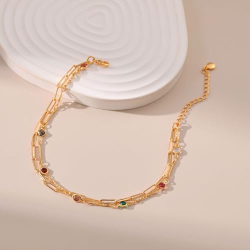 Yumikoo Tobilleras chapadas en oro de 18 quilates para mujer