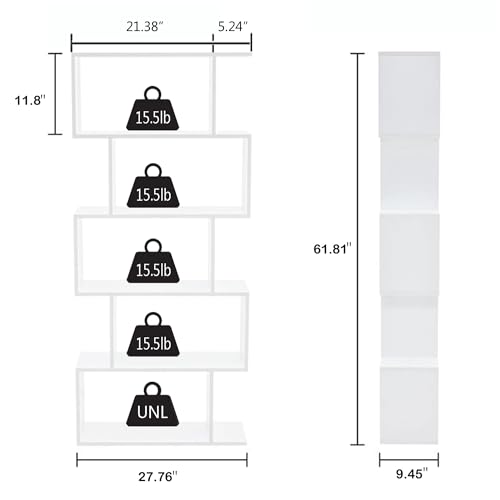 Yusong Estantería de 5 niveles, estantería geométrica en for