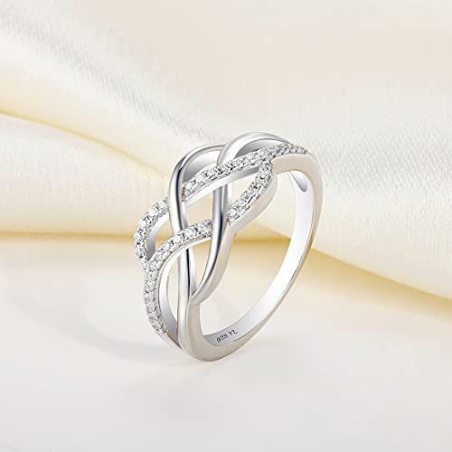 YL Anillos de nudo celta de plata de ley 925, anillo de nudo