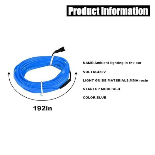 Tira de luces LED para interior de automóvil con cable EL, t