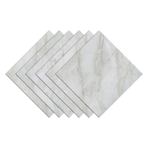 Wallercity Azulejos de suelo de mármol gris brillante/blanco