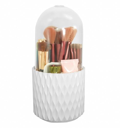 Soporte giratorio para brochas de maquillaje con tapa, organ