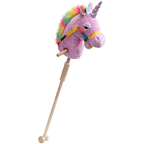 HollyHOME Caballo de palo de unicornio hecho a mano, caballo de pasati