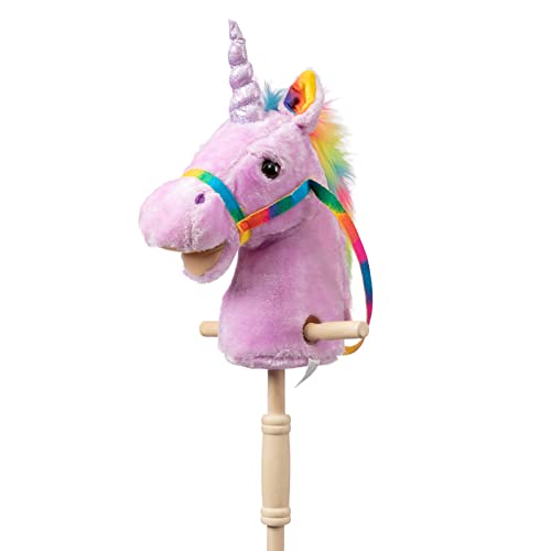 HollyHOME Caballo de palo de unicornio hecho a mano, caballo de pasati