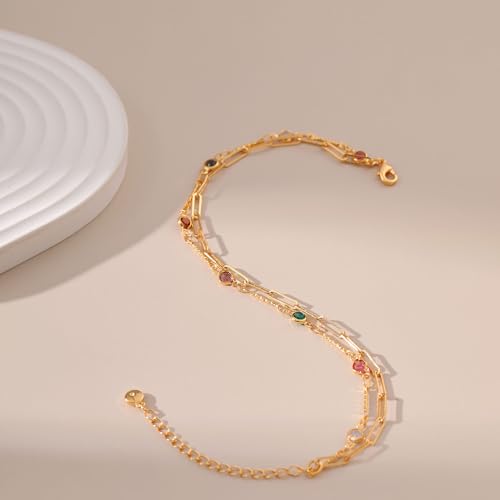 Yumikoo Tobilleras chapadas en oro de 18 quilates para mujer