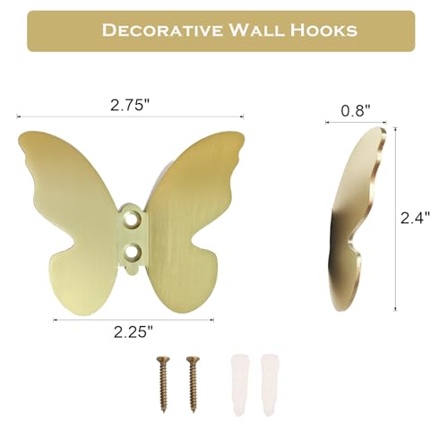 Z Metnal Ganchos decorativos de pared de latón dorado, diseñ