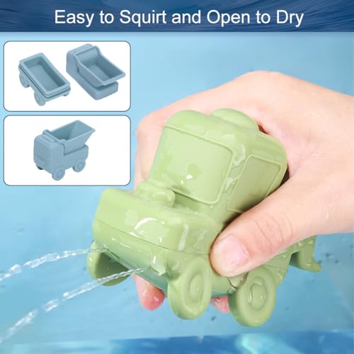Juguetes de baño para vehículos, paquete de 4 juguetes de baño de sili