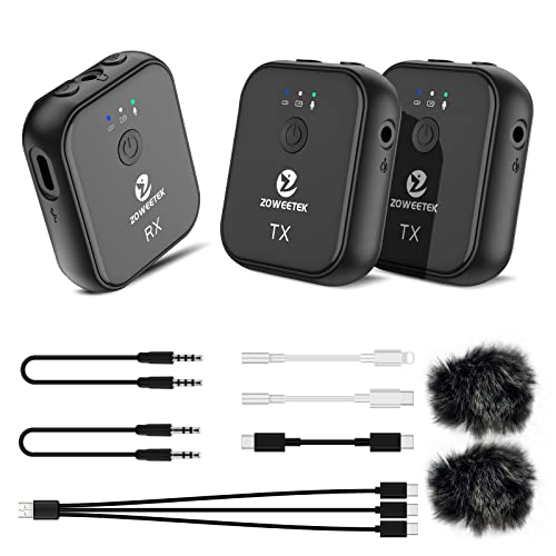 ZOWEETEK Micrófono inalámbrico Lavalier de doble canal, adec