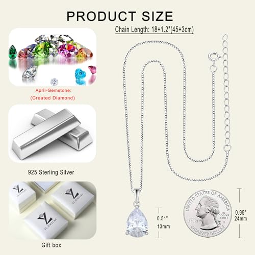 YL Collar de lágrima de plata de ley 925 con colgante solita