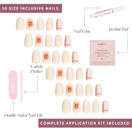 Glamnetic Uñas postizas a presión, tejido de pan de jengibre