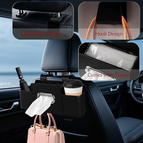 Organizador de asiento trasero de automóvil con pañuelo, caj
