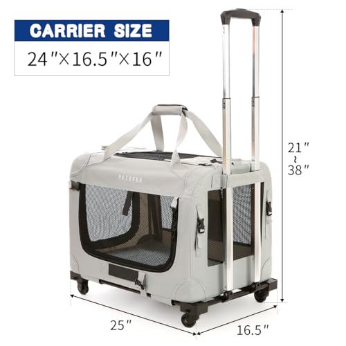 Transportador de gatos extra grande con ruedas plegable para