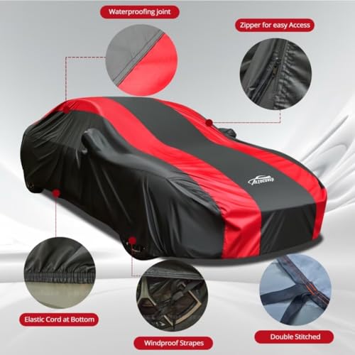 Funda impermeable para automóvil con diseño de rayas rojas,