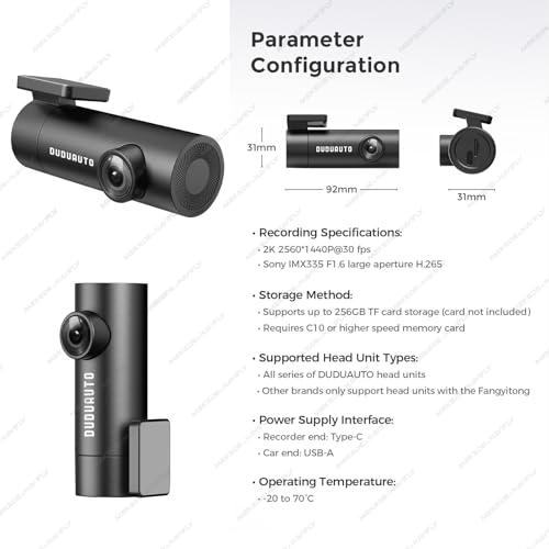 MekedeTech DUDUAUTO 2560 * 1440P coche DVR Dash Cam para And