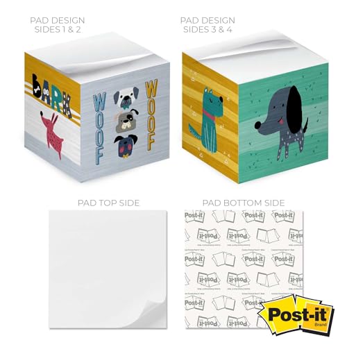 Whimsical Dogs - Cubo de notas adhesivas para perros, 600 ho