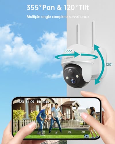 ZUMIMALL - Cámara de seguridad 2K WiFi inalámbrica para exte