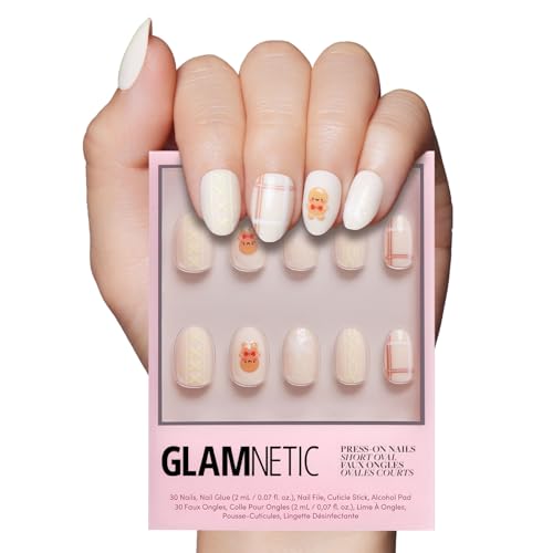 Glamnetic Uñas postizas a presión, tejido de pan de jengibre