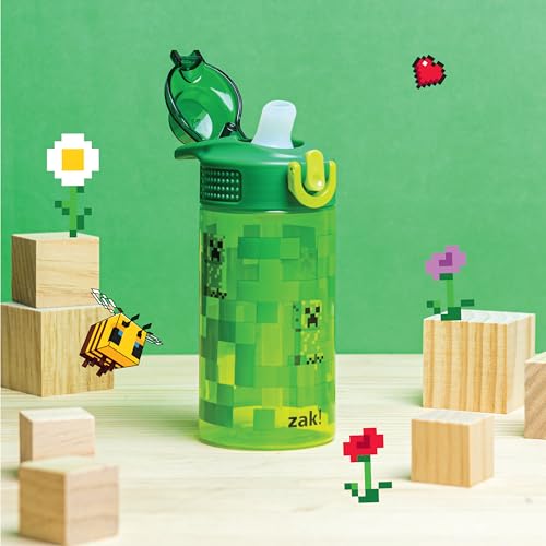 Zak Designs Botella de agua con diseño de Minecraft, de plás