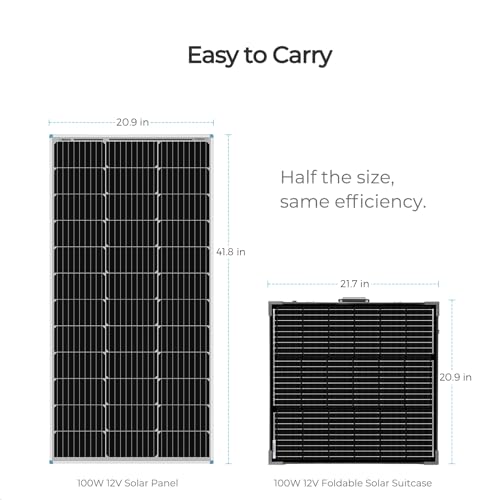 Renogy - Panel solar portátil plegable de 100W 12V monocrist