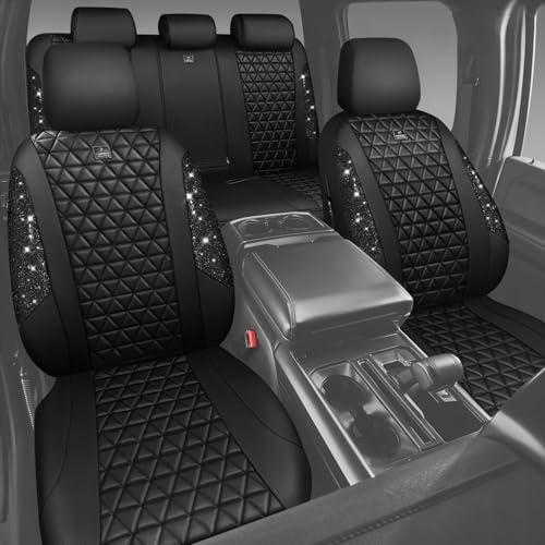 CAR PASS Fundas de asiento de automóvil de cuero con diamant