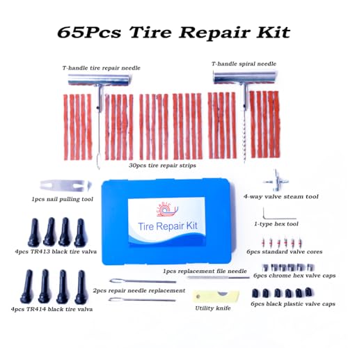 Kit de 65 tapones para neumáticos, herramientas universales