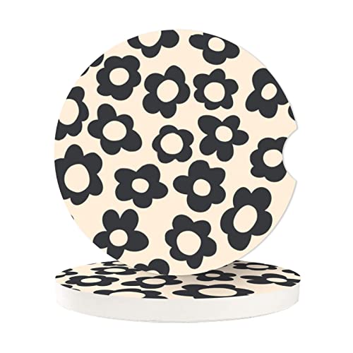 Posavasos absorbentes abstractos de flores negras para autom
