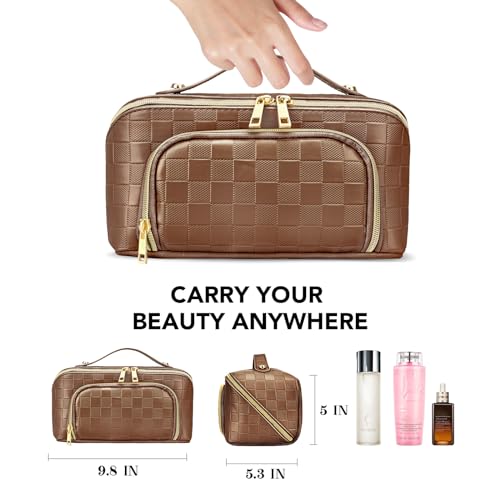stona Bolsa de maquillaje de viaje para mujer, de piel sinté