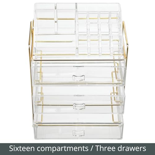 mDesign Organizador de cosméticos de plástico con 3 cajones