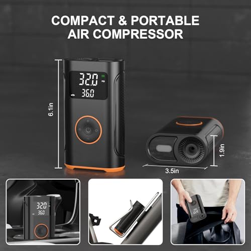 Inflador de neumáticos portátil, compresor de aire de 160 PS
