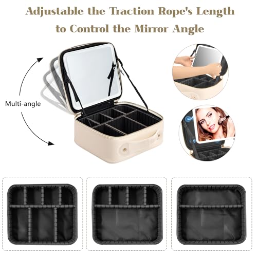 Bolsa de maquillaje con espejo LED, bolsa de maquillaje port