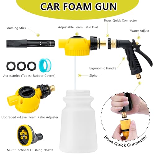 Kit de limpieza de lavado de autos de 26 piezas con pistola