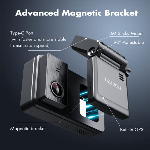 Cámara de tablero dual 4K frontal y trasera, Wi-Fi GPS, pant