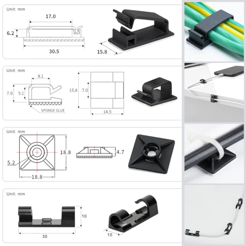 ZIIYAN Kit de organización de cables de 163 piezas, 3 fundas