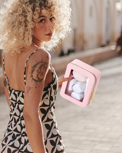 Juego de bolsas de maquillaje transparentes de cuero, tamaño
