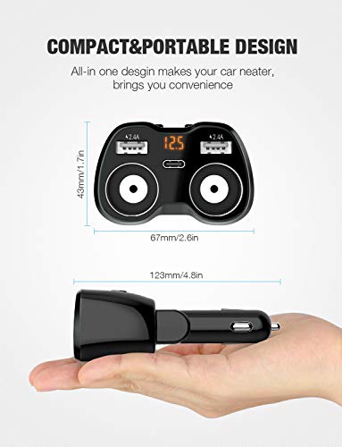 Cargador para auto USB C Otium, divide encendedor en 2 enchu