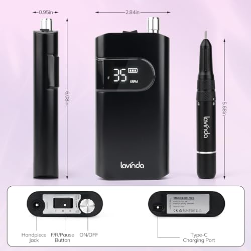 Lavinda Taladro de uñas eléctrico de 35000 RPM, máquina prof