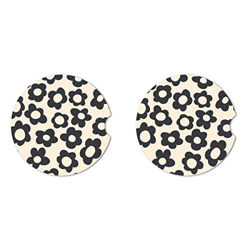 Posavasos absorbentes abstractos de flores negras para autom