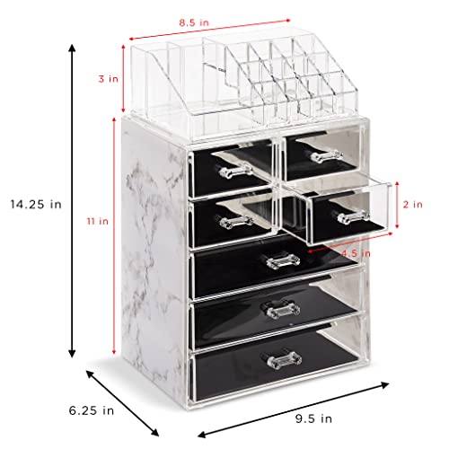 Sorbus Organizador de maquillaje cosmético transparente, alm