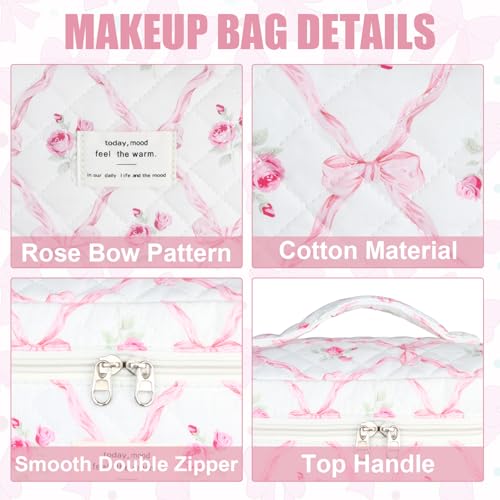 Juego de bolsas de maquillaje acolchadas, 3 bolsas grandes d
