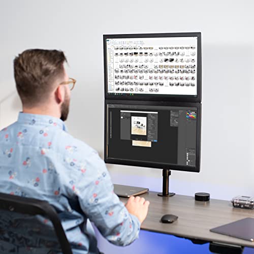 VIVO Brazo de monitor doble para montaje extra alto para pan