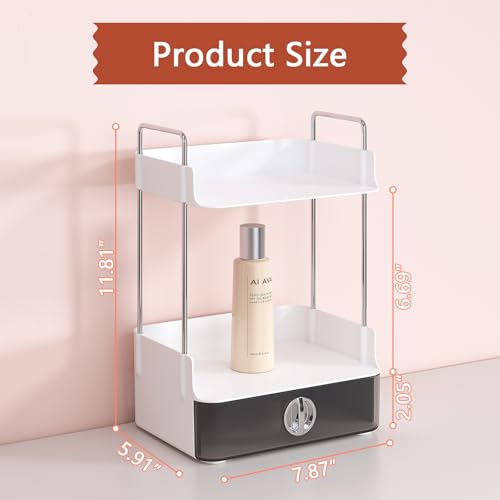 Organizador de mostrador de baño de 2 niveles y 1 cajón, org