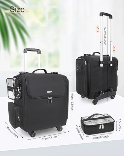 Relavel Estuche de tren de maquillaje rodante, bolsa de viaj