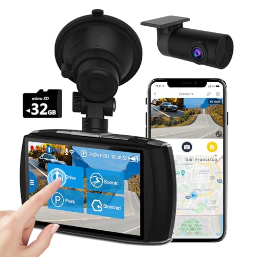 Z-Edge T4 Dash Cam delantera y trasera, cámara de tablero du