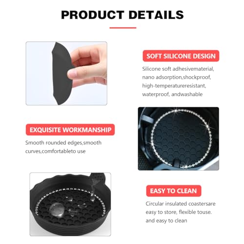 2 posavasos brillantes para automóvil, tapete antideslizante